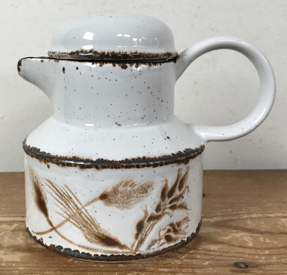 Vintage Midwinter Stoneware England Wild Oats Pottery Creamer Pitcher w Lid